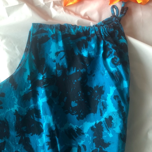 Vintage 1960s handmade black and blue pleated A line dress w/ adjustable sleeves - Picture 11 of 15